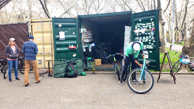 Bike fleet container at St Mary’s Park Education Center in the Bronx.