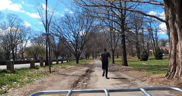 Pelham Parkway–no room for anyone really on dilapidated path