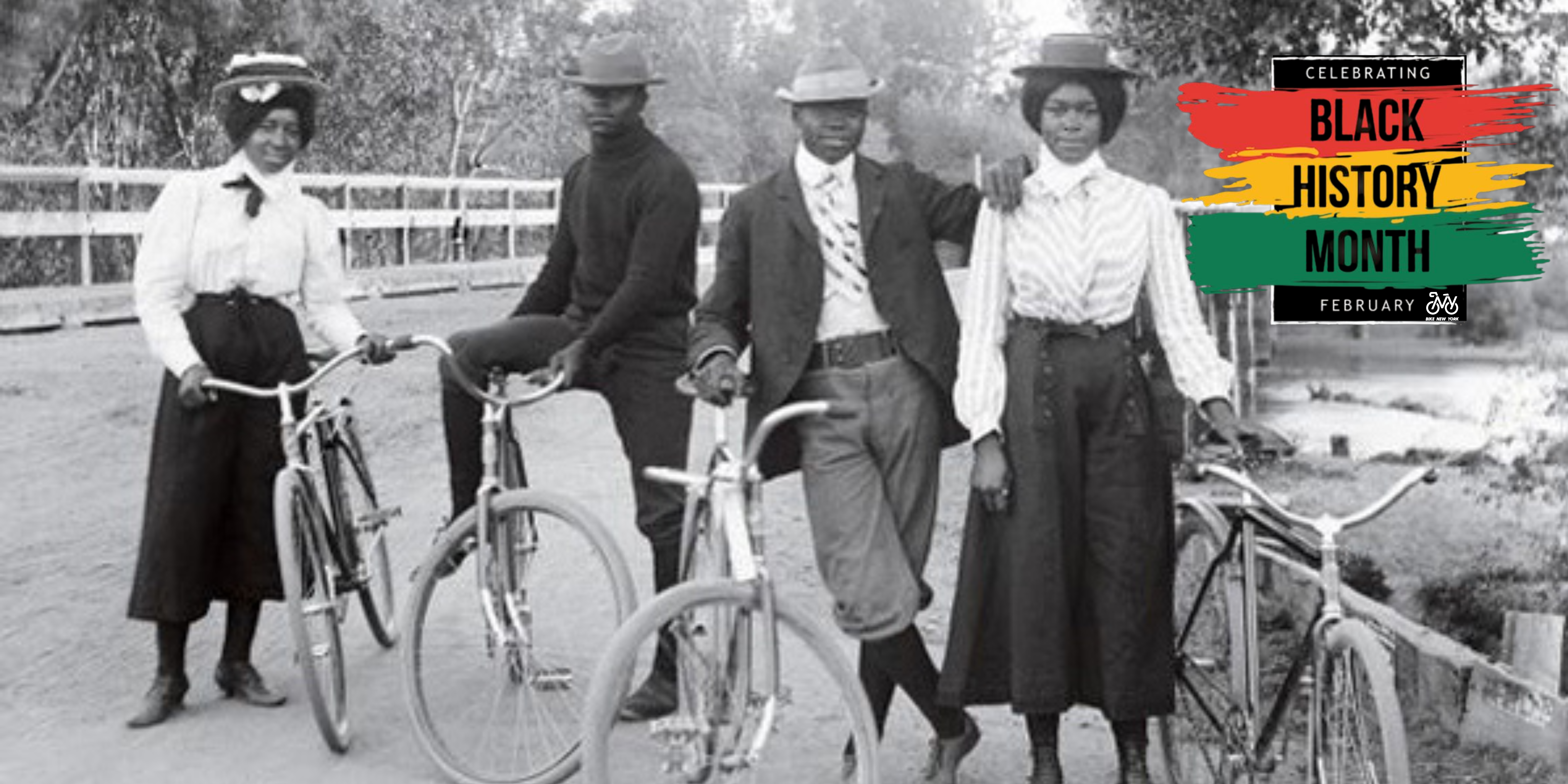 Banner featuring Black cyclists in the 1900s